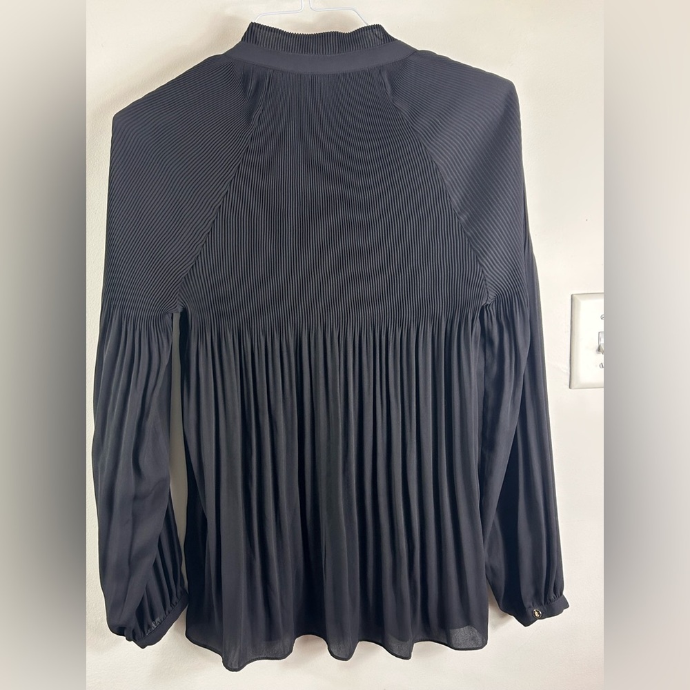 Lauren Ralph Lauren Women's Pleated Tie-Front Top Blouse Black - Picture 4 of 7